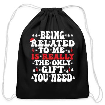 Funny Christmas Family Xmas Pajamas Being Related - Cotton Drawstring Bag - black - Front