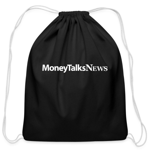 Money Talks News Logo - White - Cotton Drawstring Bag