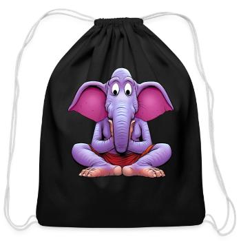 Elephant Yogi - Cotton Drawstring Bag - black - Front