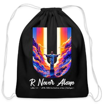 U Never Alone: Neon Christ Vision - Cotton Drawstring Bag - black - Front