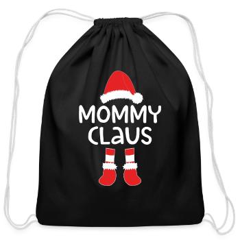 Mommy Claus Matching Christmas Costume - Cotton Drawstring Bag - black - Front