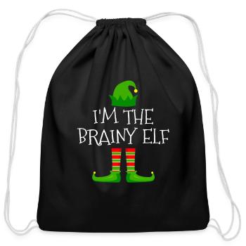 I'M The Brainy Elf Family Matching Christmas Pajam - Cotton Drawstring Bag - black - Front