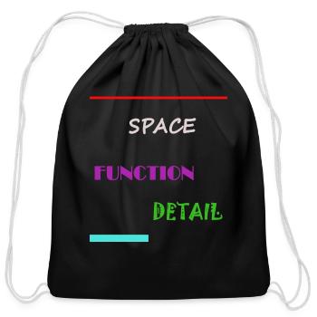 Space Function Detail - Cotton Drawstring Bag - black - Front