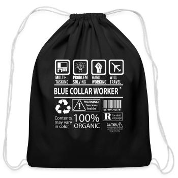 Blue Collar Worker T Shirt - Multitasking Job Gift - Cotton Drawstring Bag - black - Front