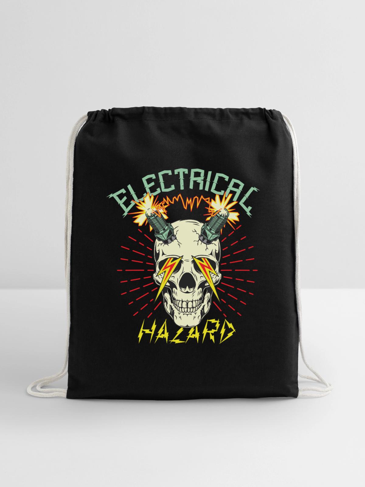 Electrical Hazard - Cotton Drawstring Bag - black - Front
