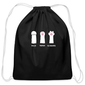 Rock Paper Scissors - Cotton Drawstring Bag - black - Front