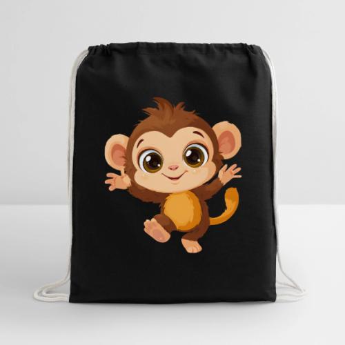 Dancing Baby Monkey Joyful - Cotton Drawstring Bag