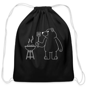 Grilling Bear Funny Barbecue Camper Nature - Cotton Drawstring Bag - black - Front