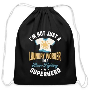 Laundry Worker Quote - Cotton Drawstring Bag - black - Front