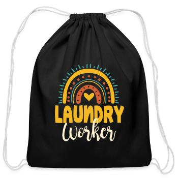Laundry Worker - Cotton Drawstring Bag - black - Front