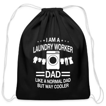 Laundry Worker Dad For Men - Cotton Drawstring Bag - black - Front