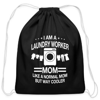 Laundry Worker Mom For Women - Cotton Drawstring Bag - black - Front