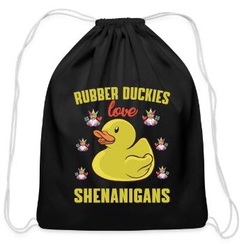 Rubber Duckies St. Patricks Day Design - Cotton Drawstring Bag - black - Front