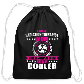 Funny Radiation Therapist Mom - Cotton Drawstring Bag - black - Front