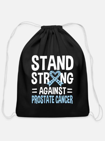 Prostate Cancer Awareness Month Blue Ribbon Love - Cotton Drawstring Bag - black