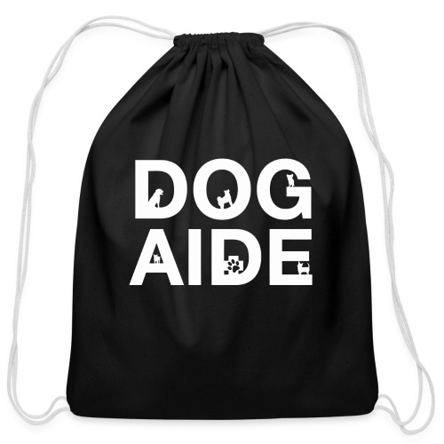 dog aide NEW white - Cotton Drawstring Bag