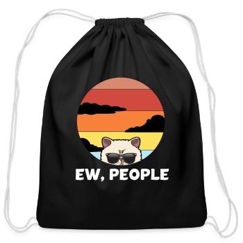 Funny Meh Cat - Exotic Shorthair Gift For Cat Love - Cotton Drawstring Bag - black - Front