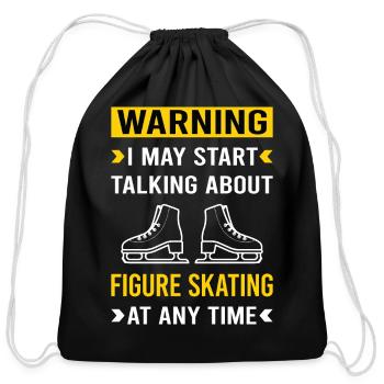 Warning Figure Skating Skate Skater - Cotton Drawstring Bag - black - Front