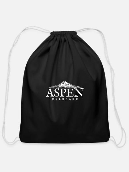 Aspen Co Shirt Colorado Mountain Town - Cotton Drawstring Bag - black