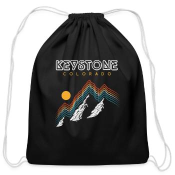 Keystone Colorado Usa Ski Resort 1980S Retro - Cotton Drawstring Bag - black - Front