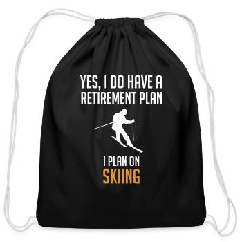 My Retirement Plan Is Skiing Long Sleeve Shirt - Cotton Drawstring Bag - black - Front