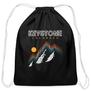 Keystone Colorado Usa Ski Resort 1980S Retro - Cotton Drawstring Bag - black - Front