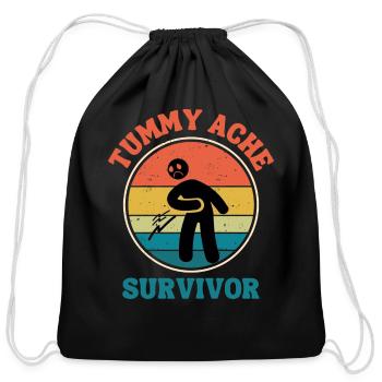 Tummy Ache Survivor - Cotton Drawstring Bag - black - Front