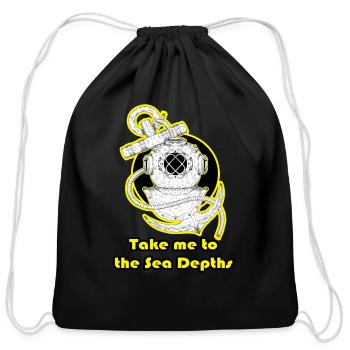 Take me to the SEA depths - Cotton Drawstring Bag - black - Front
