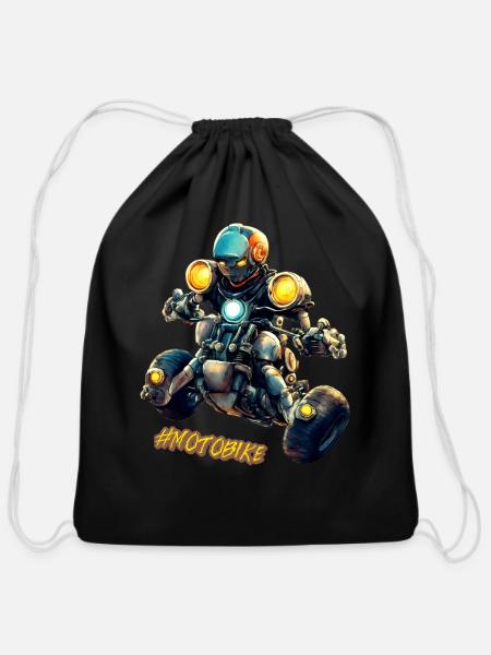 Moto Bike - Cotton Drawstring Bag - black