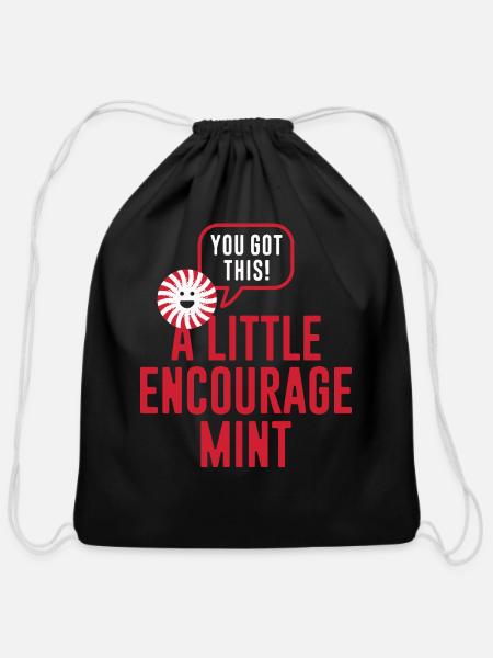 A LITTLE ENCOURAGE MINT - Cotton Drawstring Bag - black