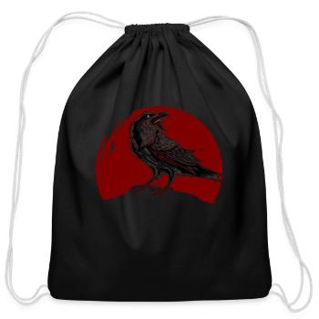 raven, raven skull, aesthetic - Cotton Drawstring Bag - black - Front