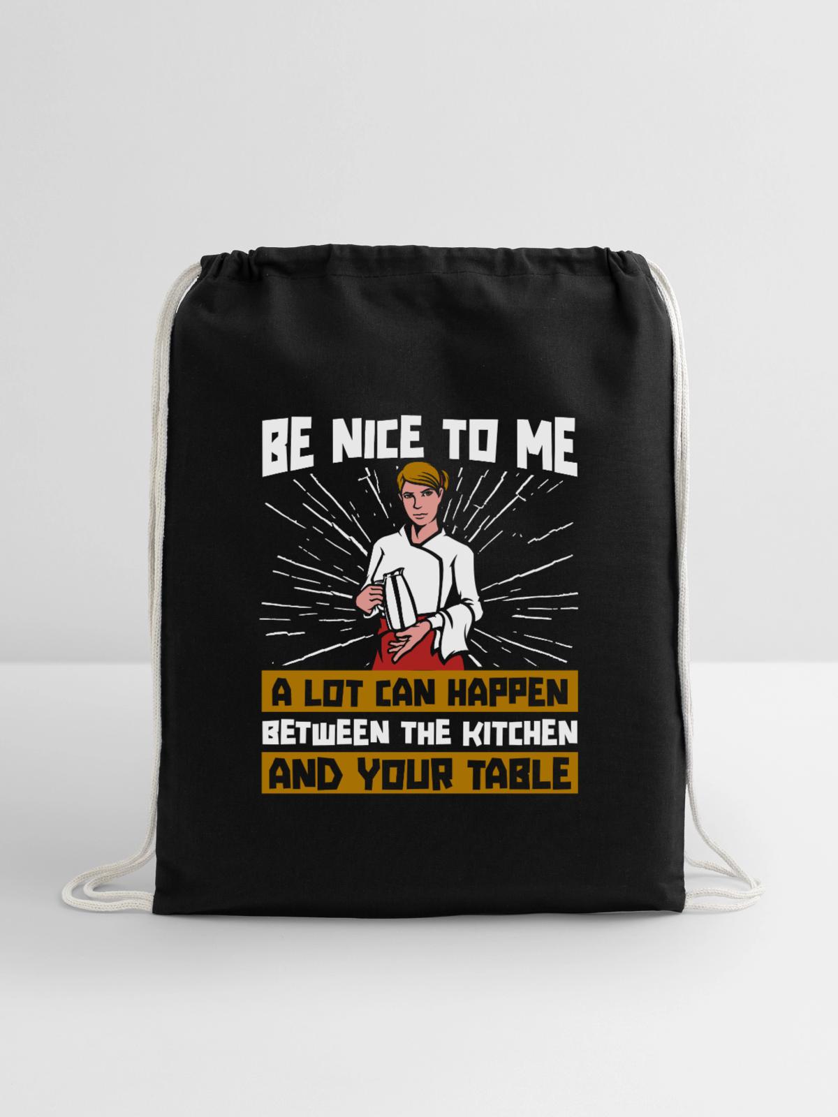 Waiter Waitress - Cotton Drawstring Bag - black - Front
