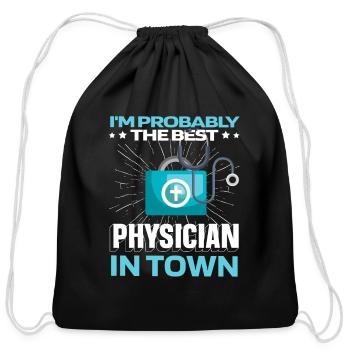 Physician Stethoscope - Cotton Drawstring Bag - black - Front