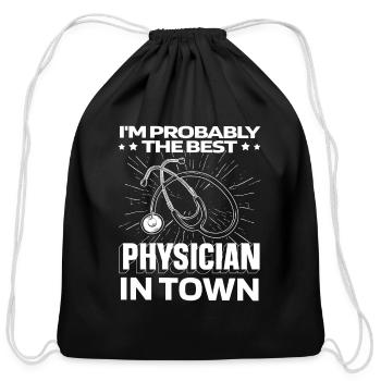 Physician Stethoscope - Cotton Drawstring Bag - black - Front