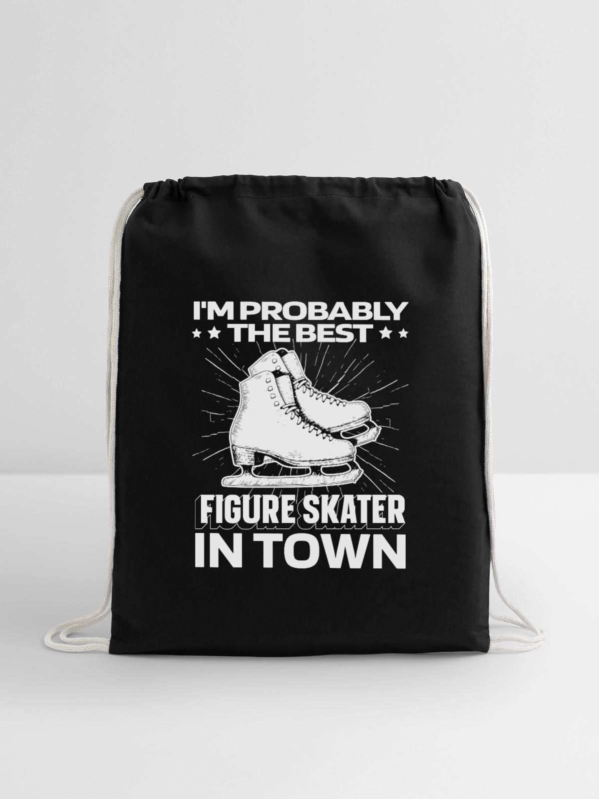 Figure Skating Funny - Cotton Drawstring Bag - black - Front