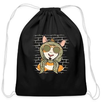 Guinea Pig Cavy Sunglasses Scarf - Cotton Drawstring Bag - black - Front