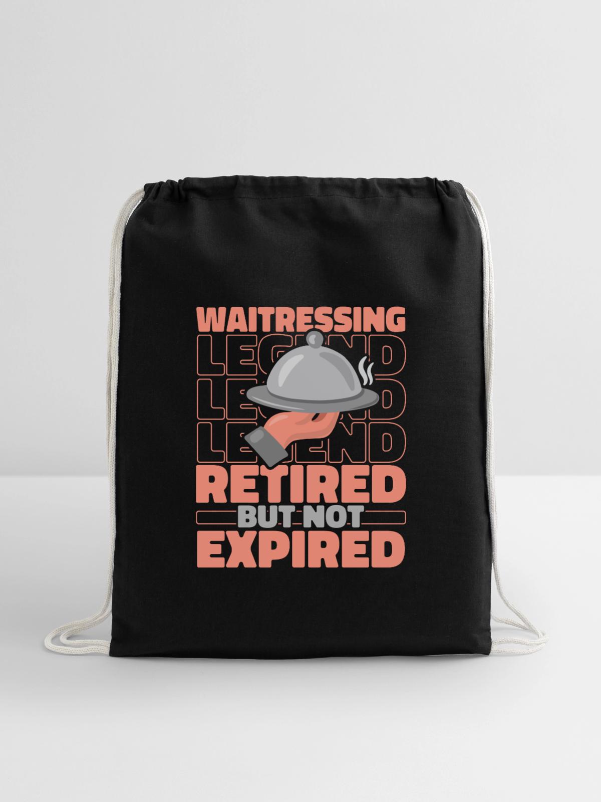 Waiter Waitress Retired - Cotton Drawstring Bag - black - Front