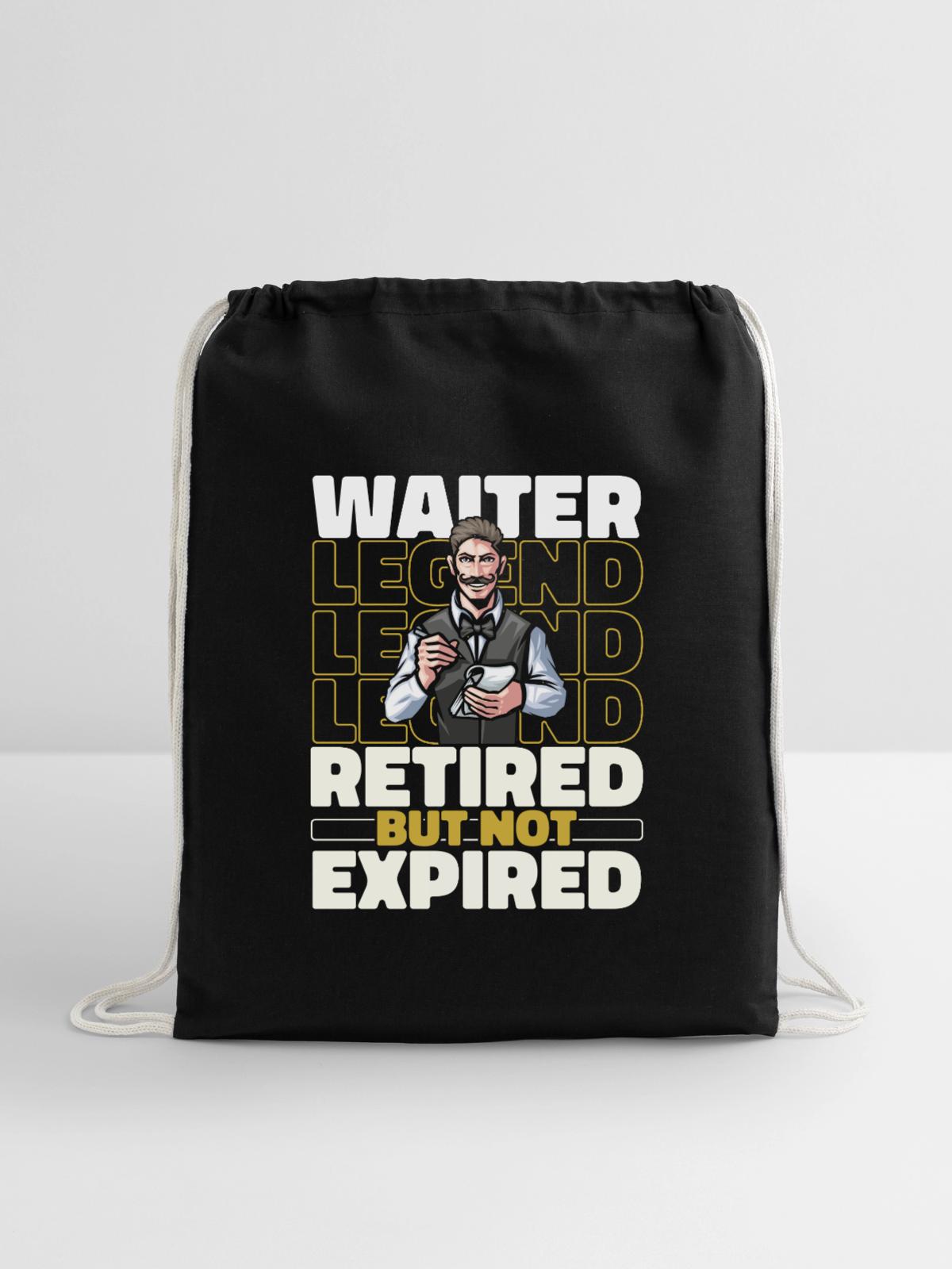 Waiter Waitress Retired - Cotton Drawstring Bag - black - Front