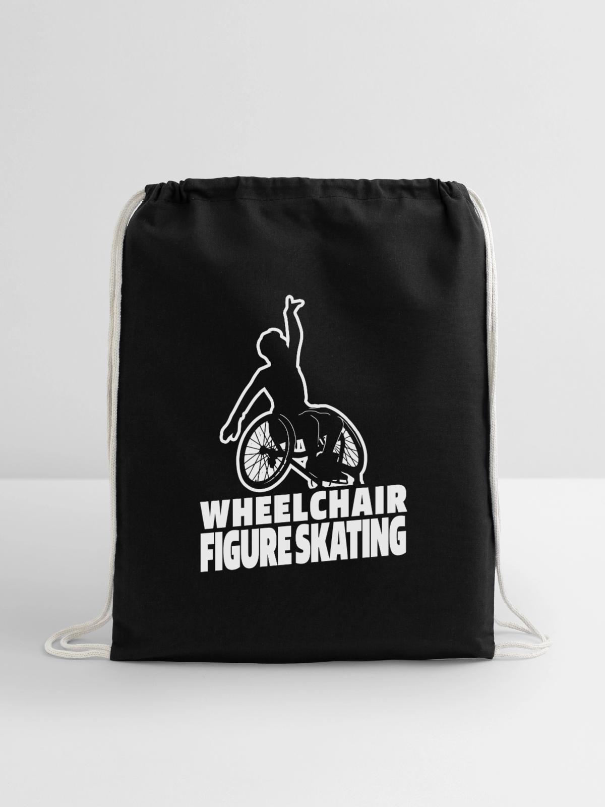 Figure Skating Wheelchair - Cotton Drawstring Bag - black - Front