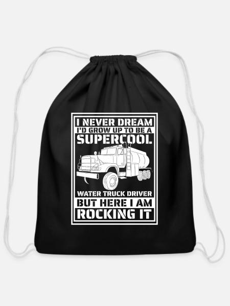 Truck Driver Water Truck Driver - Cotton Drawstring Bag - black