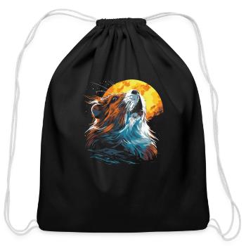 Guinea Pig Cavy Sun - Cotton Drawstring Bag - black - Front