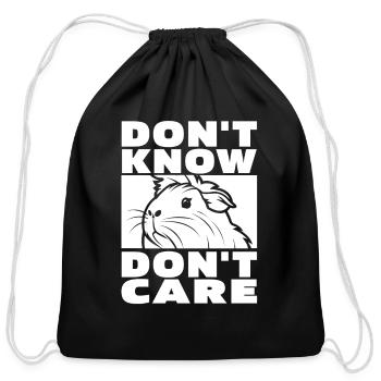 Guinea Pig Cavy Funny Dont Know Dont Care - Cotton Drawstring Bag - black - Front