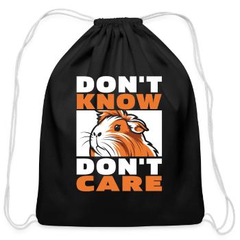 Guinea Pig Cavy Funny Dont Know Dont Care - Cotton Drawstring Bag - black - Front