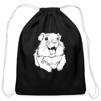 Guinea Pig Cavy Smiling - Cotton Drawstring Bag - black - Front