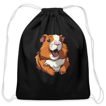 Guinea Pig Cavy Smiling - Cotton Drawstring Bag - black - Front