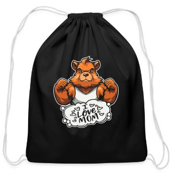 Guinea Pig Cavy Mother I Love Mom - Cotton Drawstring Bag - black - Front