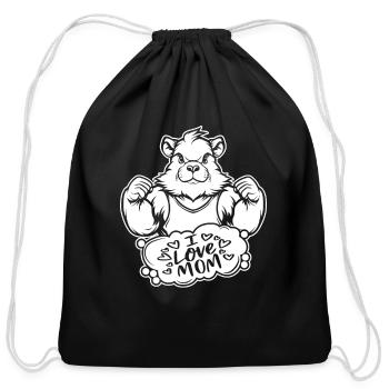Guinea Pig Cavy I Love Mom - Cotton Drawstring Bag - black - Front