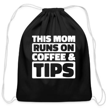 Waiter Waitress Coffee Mother Mom - Cotton Drawstring Bag - black - Front
