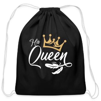 King queen, couple outfit, queen - Cotton Drawstring Bag - black - Front