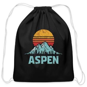 Aspen Colorado Vintage Mountain Sunset Retro Graph - Cotton Drawstring Bag - black - Front